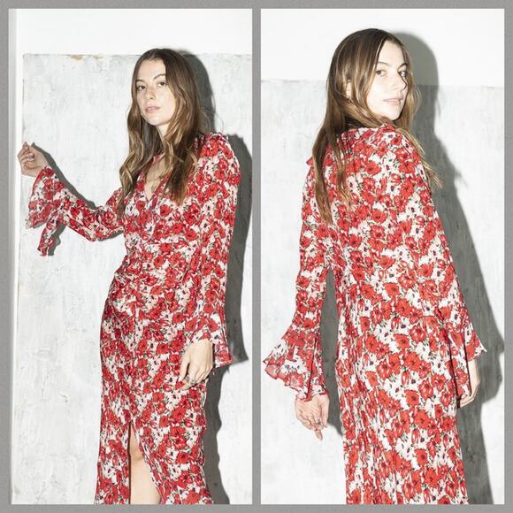 Rixo London Coleen Diana Floral Midi Dress Size XS - Picture 16 of 16